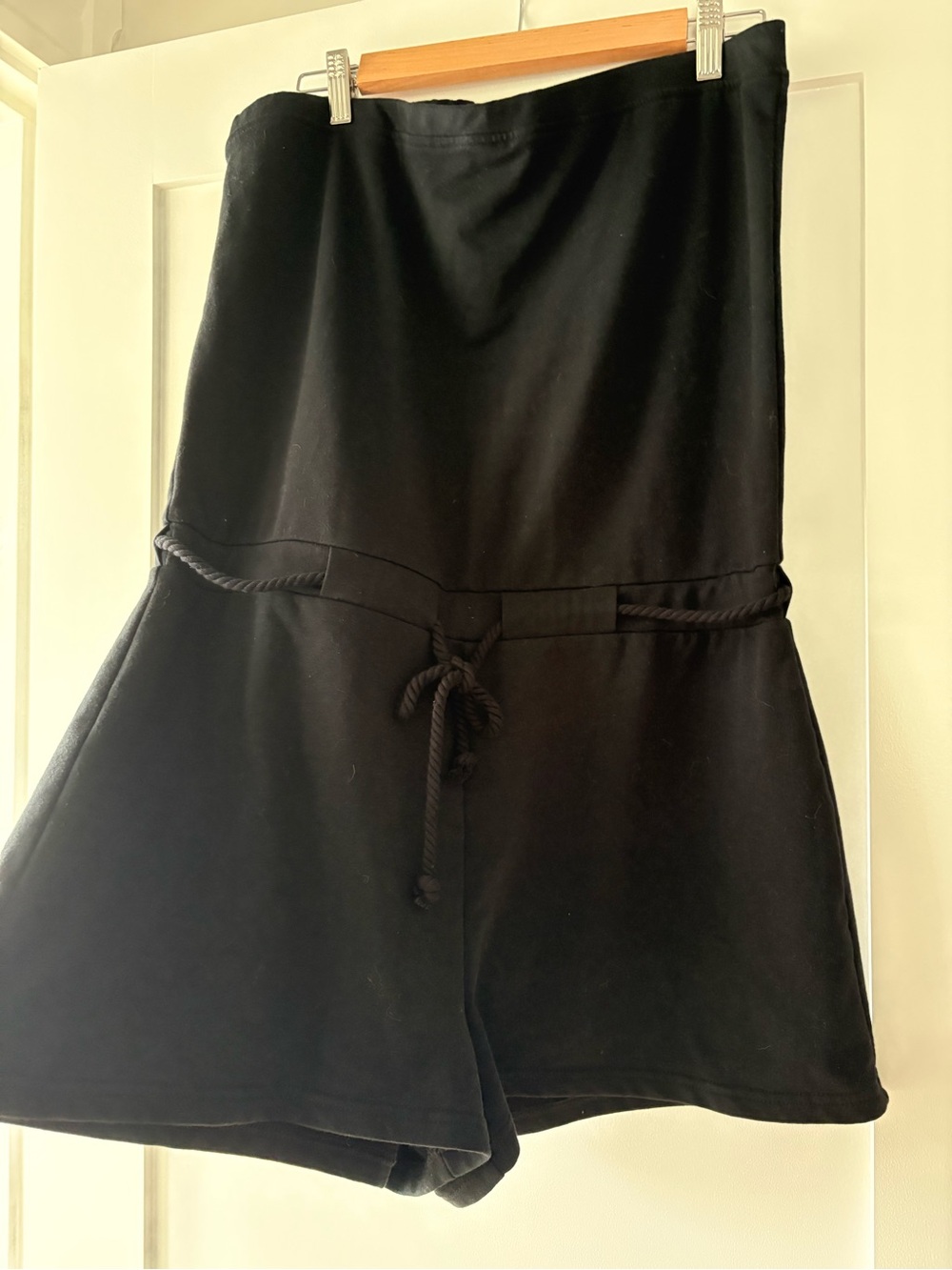 sundays Black Strapless Romper with Drawstring Waist
